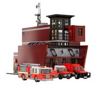 Unativer Layered Fire Station Building Blocks Set, 3079 PCS Firefighting Rescue Headquarters Architecture Construction Toys with Fire Engines, Police Cars, STEM Gift for Kids & Adults Ages 12+