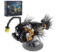 Unativer Mechanical Lantern Fish Building Block Set, 500+ PCS Technic Steampunk Ocean Animal Building Brick Model Toys, Creative STEM Marine Sea Building Kit for Desk Display, Birthday Gift Adults