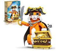 Unativer Pirate Cat Building Blocks Set, 1424 PCS Fantasy Animal Building Brick Model, Creative DIY MOC Robot Warrior Building Toys Display for Home Decor, Birthday Gift for Adults