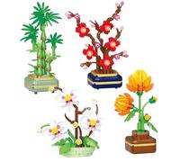 Unativer Potted Orchid Flower Building Blocks Set, 983 PCS Artificial Flower Floral Building Model Toys, Elegant Botanical Bamboo Building Kit for Home Decor, Birthday Romantic Gift for Mother's Day