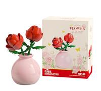 Unativer Rose Flowers Bouquet Building Blocks Set, Creative Botanical Mini Bricks Collection Model Toys with Vase for Home Décor, Romantic Gift for Mother's Day, Adults, Women, Girls Ages 6+