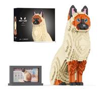 Unativer Siamese Cat Building Blocks Set, 2583 PCS Animal Mini brick Model Toys for Pet Cat Lovers, Cute Collectible Educational Building toy, Creative Gift for Kids, Adults Aged 6+