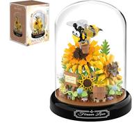 Unativer Sunflower Bouquet Building Blocks Set, 548 PCS Bee Flower Bouquet Model Toys with Dust Cover, Plants Insect Botanical Construction Kit, Micro Bricks Creative Gifts for Boys and Girls (P2280)