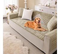 UNBBRRL Anti Slip Sofa Covers Washable Sectional, Velvet Couch Covers, Sofa Slipcovers for Armrest and Backrest, Furniture Protector Covers for Dogs (camel,90x160cm)