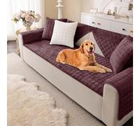UNBBRRL Anti Slip Sofa Covers Washable Sectional, Velvet Couch Covers, Sofa Slipcovers for Armrest and Backrest, Furniture Protector Covers for Dogs (wine,110x180cm)