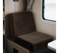 UNBBRRL Motorhome Seat Covers Stretchy Velvet, Caravan Dinette Cushion Cover Set (2pcs), RV Bench/sofa Cushion Cover with Fixing Ties (Square-M,brown)