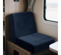 UNBBRRL Motorhome Seat Covers Stretchy Velvet, Caravan Dinette Cushion Cover Set (2pcs), RV Bench/sofa Cushion Cover with Fixing Ties (Square-M,dark blue)
