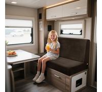 UNBBRRL Motorhome Seat Covers Stretchy Velvet, Caravan Dinette Cushion Cover Set (2pcs), RV Bench/sofa Cushion Cover with Fixing Ties (Rectangle-S,brown)