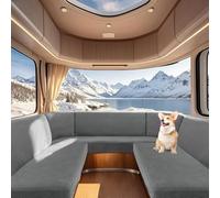 UNBBRRL Motorhome Stretch Sofa Seat Cushion Cover, Caravan Removable Couch Cushion Cover with Ties, Furniture Replaceable Armrest Cover Protector (Med gray,1 seater (1pc))