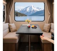 UNBBRRL100% Waterproof PU Leather Caravan Dinette Table Cloth, No Wash Table Cover, Fitted Table Cloth for Desk/dressing Table/patio/dinning with 4 Ties (Black,70cm*120cm)