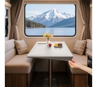 UNBBRRL100% Waterproof PU Leather Caravan Dinette Table Cloth, No Wash Table Cover, Fitted Table Cloth for Desk/dressing Table/patio/dinning with 4 Ties (Light Grey,70cm*120cm)