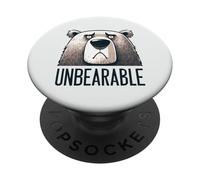 Unbearable Grumpy Bear Cartoon Animal Pun PopSockets Adhesive PopGrip