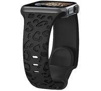 Unbeinst Leopard Engraved Bands for Apple Watch Band 40mm 38mm 41mm 42mm 44mm 45mm Women Men, Cheetah Sport Strap Silicone Waterproof Wristbands for iWatch Series 9 8 7 6 SE 5 4 3 2 1, Black