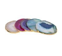 Unbekannt 5 Colors Agate Slices Geode Stones Gold Edge, Coasters Cup Mat, 60-80 mm / 2.4-3.2 inches Round, for Jewelry Making, Home Decoration, DIY Crafts AOD