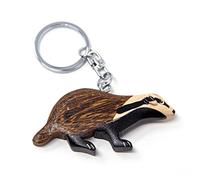 Unbekannt Badger Key Ring Wood and Metal Badger Animals