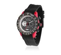 Unbekannt Bultaco H1PR43C-CA1_ Men's Chronograph Quartz Watch with Rubber Strap, Black, Standard Size, Stripes