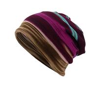 Unbekannt Chemo Hats Women's Striped Beanie Hat Summer Headscarf Super Soft Slouchy Turban Headwear Head Wraps for Hair Loss, Cancer, Chemo, purple, One Size