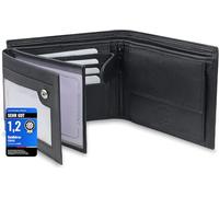 Unbekannt FOMAX® Men's Genuine Leather Wallet with RFID Protection, Landscape Format Wallet for Men, Black, black