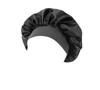 Unbekannt Satin Nightcap Women's Satin Bonnet Sleep Cap Silk Night Hat Bonnet Breathable Silk Sleep Cap Adjustable Silk Bonnet Silk Hood for Sleeping Soft Satin Hood, black, One Size Fits All