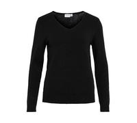 Vila Clothes Women's Viril L/s V-Neck Knit Top-noos Jumper, Black, 34 (Manufacturer Size: X-Small)