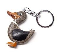 Unbekannt Wooden and Metal Duck Keyring - Duckling - Backpack Pendant