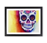 Unbelievable Floral Sugar Skull Framed Wall Art Print A2 Black