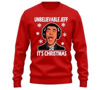 Unbelievable Jeff Christmas Sweatshirt - Festive and Hilarious! 100% Cotton, Unisex Design, Perfect for Spreading Holiday Cheer! Red