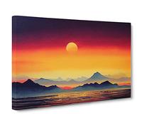 Unbelievable Mountain Sunset Canvas Wall Art Print 30x20 Inch