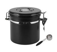 Unbilkdas 1.2L Coffee Canister, Stainless Steel Sealing Storage Jar, Airtight Coffee Bean Container with One Way Valve and Date Tracker, Large Capacity Food Storage for Coffee, Tea, Nuts, (Black)