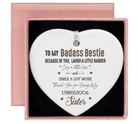Unbiological Sister Gift-Friendship Gifts for Women,Sister-in-Law,Best Friend Female Gifts-Soul Sister-Birthday for Sister Friends Female, Bestie, BFF-Ceramic Heart Shaped Ornament