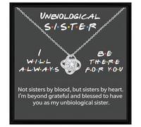 Unbiological Sister Necklace - Friendship Gift for Best Friend, Sister by Heart Jewellery, Birthday Present, Thank You Keepsake, Meaningful Gift Boxed Pendant