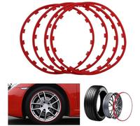 UNbit Alloy Wheel Edge Ring 16-20in Car Rims Protection Decor, 4PCS Wheels Rim Protectors Rubber Strip Moulding Trim Durable Auto Refit Kit Wheel Protection Ring Tire Guard(Size:17 inch,Color:Red)