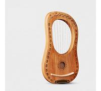 UNbit Hand Made Lap Harp, Harp 19-string 16-tone 7-tone 10-string Mahogany Metal Plywood Body String Portable Musical Instrument With Bag String Cleaning Cloth Manual Paddle Tuning Stick(wood Color, H