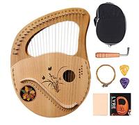 UNbit Hand Made Lap Harp, Harp 24-String Orchid Carving With Notes Suitable For Beginners, Music Lovers, Gift Set With Piano Bag, Tuning Stick, Picks, Spare Strings Harp