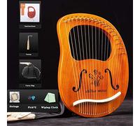 UNbit Hand Made Lap Harp, Lyre Harp 19 Metal String Solid Mahogany Wood Lye Harp Lyre Harp,for Music Lovers Beginners Children Adults with Tuning Key, Replace String Set and Gig Bag Harp