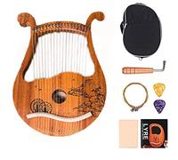 UNbit Hand Made Lap Harp, Small Harp Laya 19-tone Solid Wood MahoganyInstrument Portable For Beginners Simple And Easy To Learn Harp