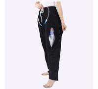 UNbit Incontinence Trousers, Catheter Trousers for Women & Men with Hidden Pockets, Patient Pants for Dialysis & Bedridden Patients, Black/Gray, XL