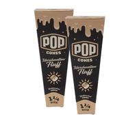 Unbleached Prerolled Cones - 1 1/4 Size 84mm Cones - Cones with a Flavor Burst Pop - Pre Rolled Slow Burning Cone - Filter Tip and Packing Stick Included - 2 Packs, 12 Cones - (Marshmellow Fluff)