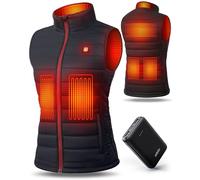 UNBON Women's Heated Vest with Power Bank, 10,000 mAh, 5 V, USB, Heated Vest with 3 Adjustable Temperatures, 6 Heating Zones, Heat Vest with Battery, Heated Jacket, black, S