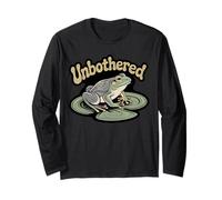 Unbothered Frog Lily Pad Chill Relaxed Nature Wilderness Long Sleeve T-Shirt