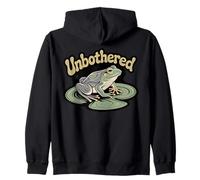 Unbothered Frog Lily Pad Chill Relaxed Nature Wilderness Zip Hoodie