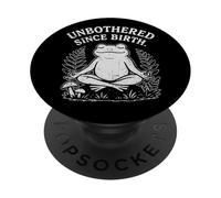 Unbothered Since Birth Meditating Zen Frog Cottagecore PopSockets Adhesive PopGrip