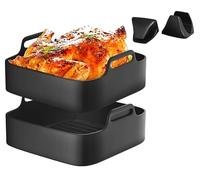UNBOX 2 x 23 cm silicone mould for hot air fryer, silicone baking mould for Cosori 6L, 6.2L, 6.4L, Russell Hobbs 8L - alternative to baking paper, with silicone oven gloves