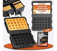 UNBOX 2 x Waffle Insert for Hot Air Fryer, Silicone Waffle Mould for Ninja AF400EU, AF451EU, SL400EU, AF500DE - Air Fryer Accessories, BPA-Free & Non-Stick - With E-Recipe Book