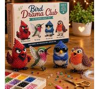 unbrand Bird Drama Club 3D Beaded Bird DIY Kit, 4-Piece Animal Craft Set for Beginners, Complete Beading Supplies with Instructions, Cute Desk Deco...