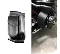 unbrand Motorcycle Black Crash Bar Saddlebag Guard Bag Water Bottle Holder Waterproof Leather For Harley Touring Road King Street Glide Right Bag