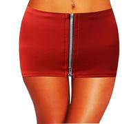 UNBRANDED HOT& Sexy Ladies JUST 10" RED Full Zip Micro Mini Skirt Size 4 to 20 (20)