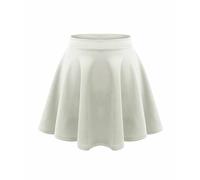 unbranded Kids Girls Children High Waisted Stretch Plain Flippy Flared Short Skater Skirts (11/12, Cream)