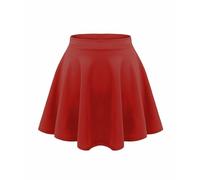 unbranded Kids Girls Children High Waisted Stretch Plain Flippy Flared Short Skater Skirts (7/8, Red)