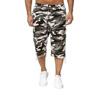 Unbranded Mens Camouflage Shorts Elasticated Waist 3/4 Cargo Combat Pocket Summer Trousers M L XL XXL XXXL [White,3XL]